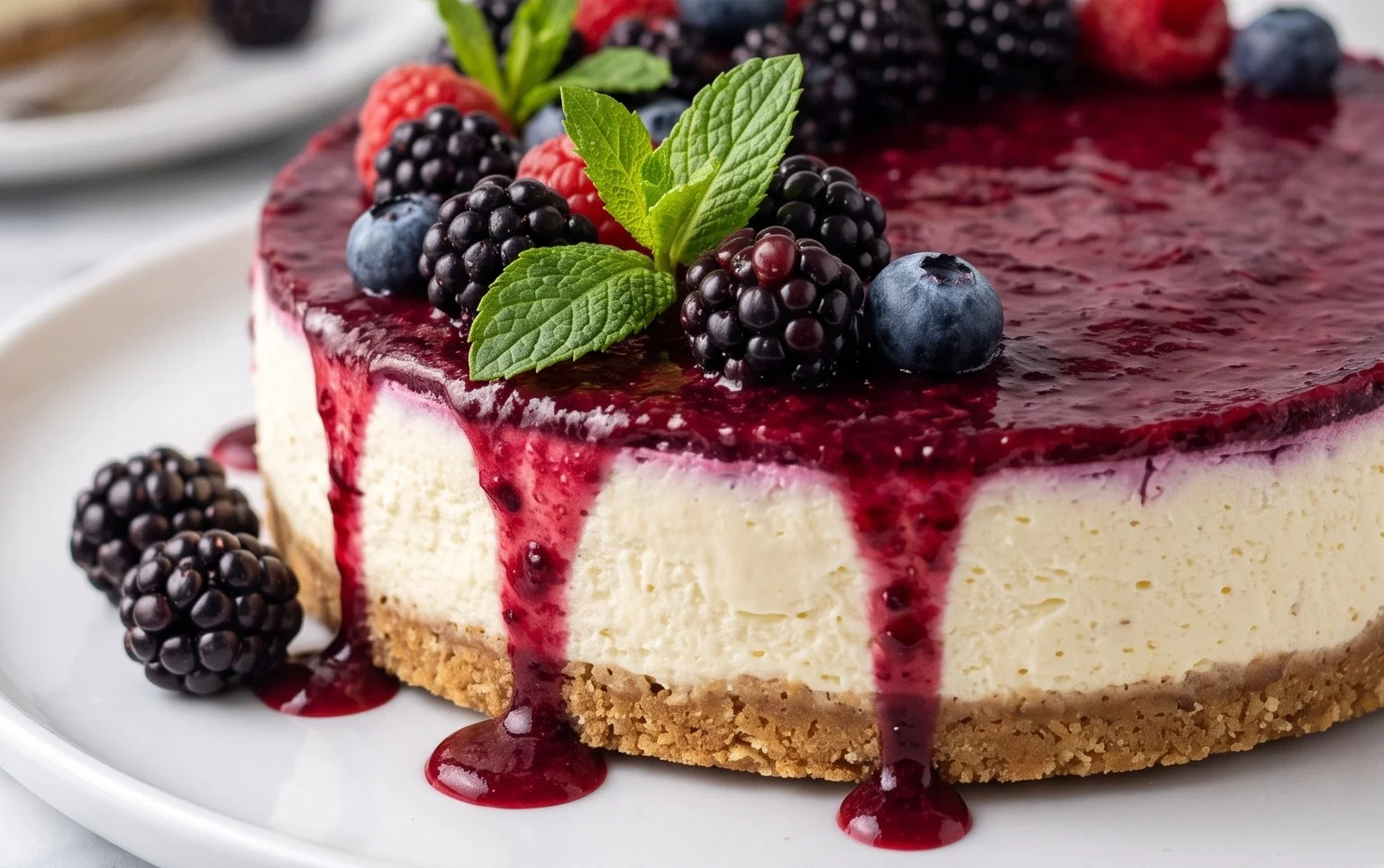 No Bake Blackberry Cheesecake