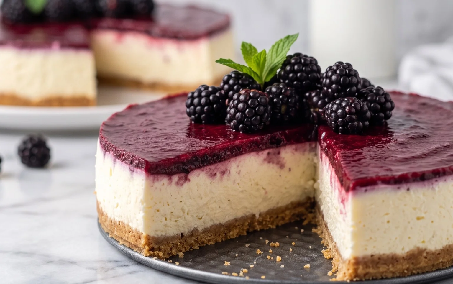 No-Bake Brombeer-Käsekuchen: Cremiger Traum ohne Ofen!